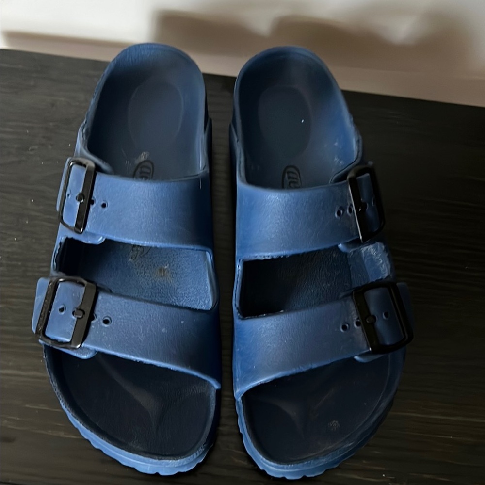 Blue Sandals with Adjustable Straps and Contoured Footbed